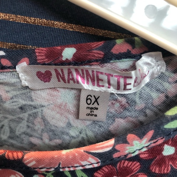 Nannette set of 2 long sleeve tops, floral/blue/pink/gold, 6X - Picture 4 of 10